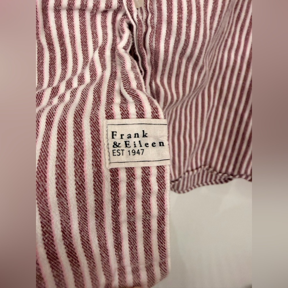 Frank & Eileen Eileen Button Down Shirt Pink & White Stripe Size Large - Picture 5 of 6